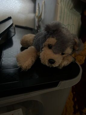 Plush Gray and Cream Dog Toy - Soft Plush Pet Toy